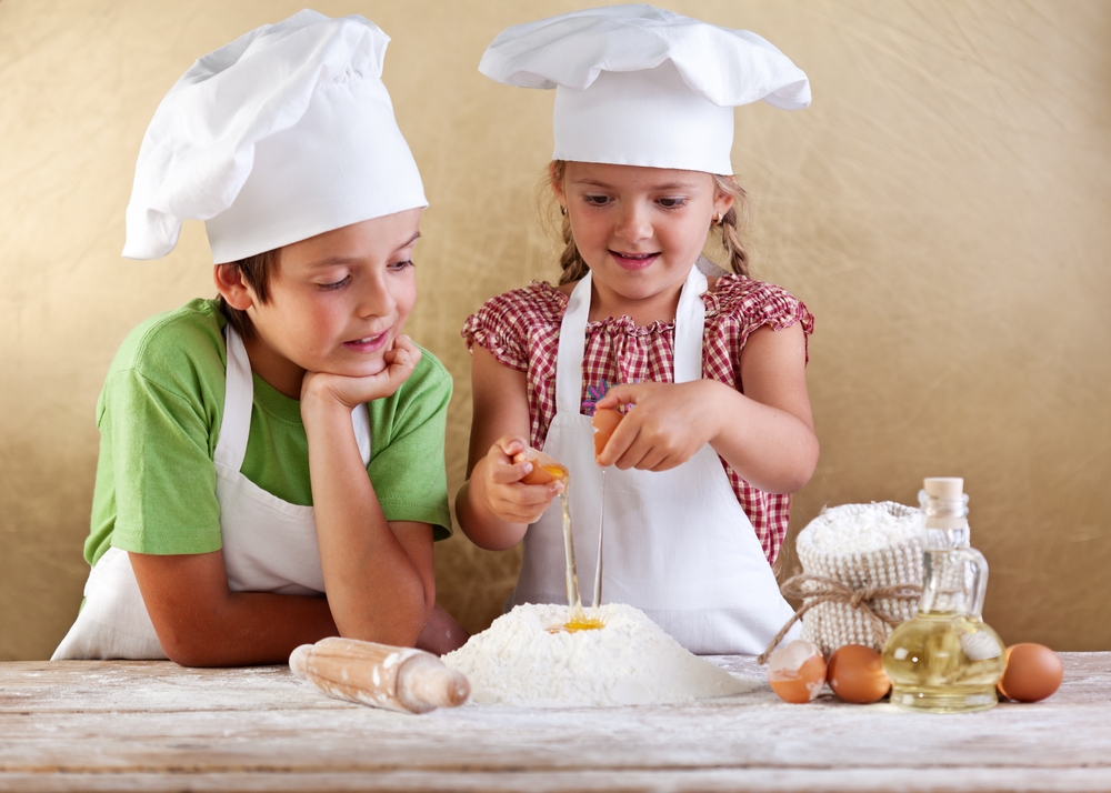 Děti, pečení, příprava, kuchař