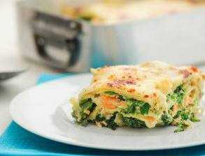 “Protistresové” lososové lasagne se špenátem