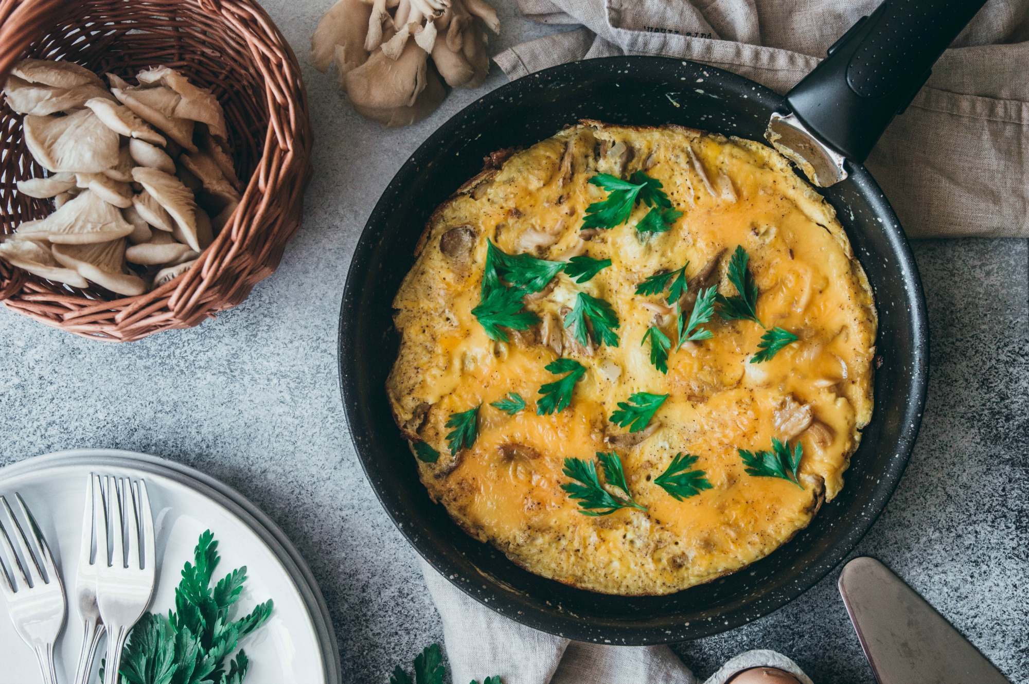 Vaječná omeleta s hlívou ústřičnou