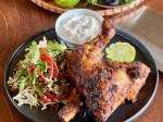 Tandoori kuře, čočkový salát, mátová raita